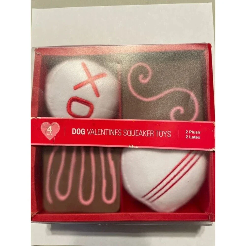 Dog Valentine Squeaker Toys 4pc